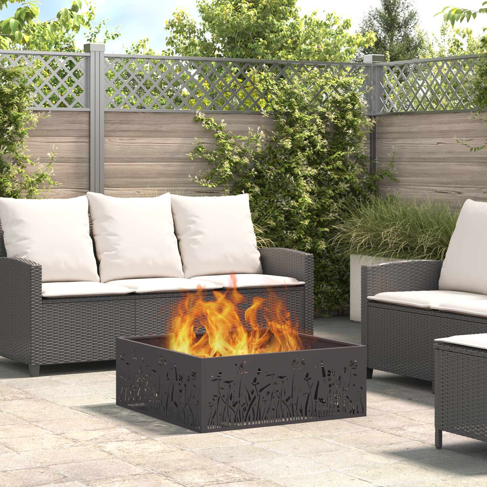 foto del prodotto focolare nero 80 x 80 x 30 cm acciaio laminato a freddo vidaxl