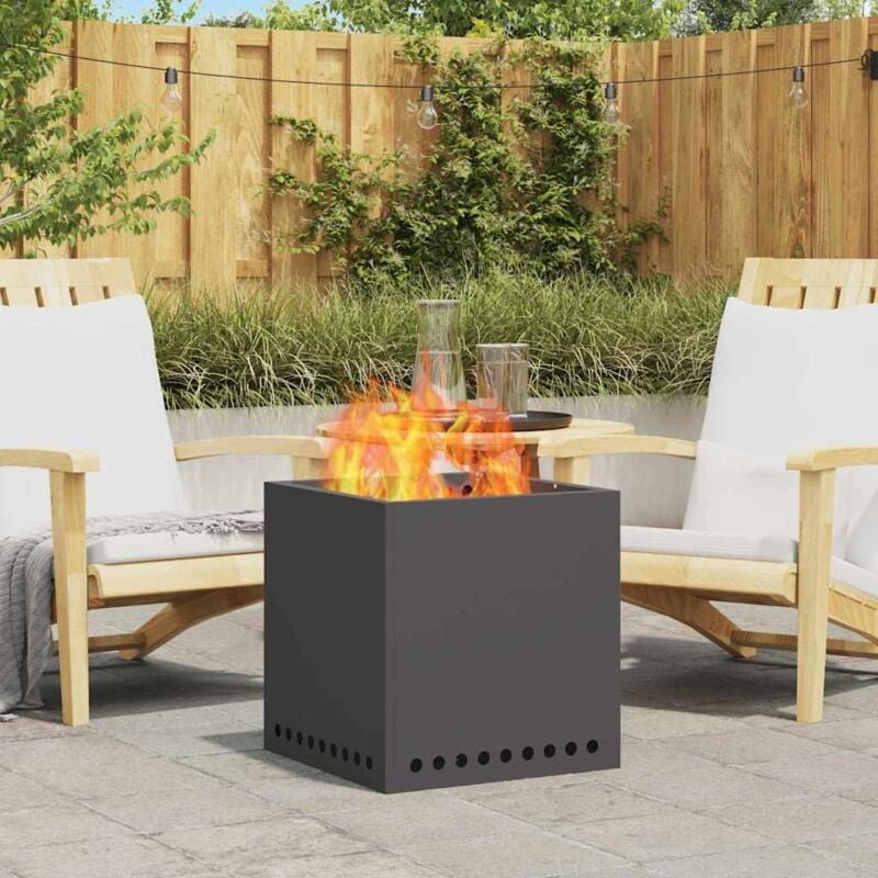 foto del prodotto focolare senza fumo quadrato nero 48x48x50 cm acciaio