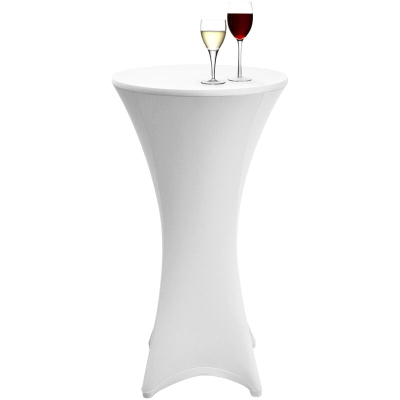 foto del prodotto fodera elastica per tavoli alti da bar stella rivestimento elastico per tavolini bistrot bianco, 80cm beautissu