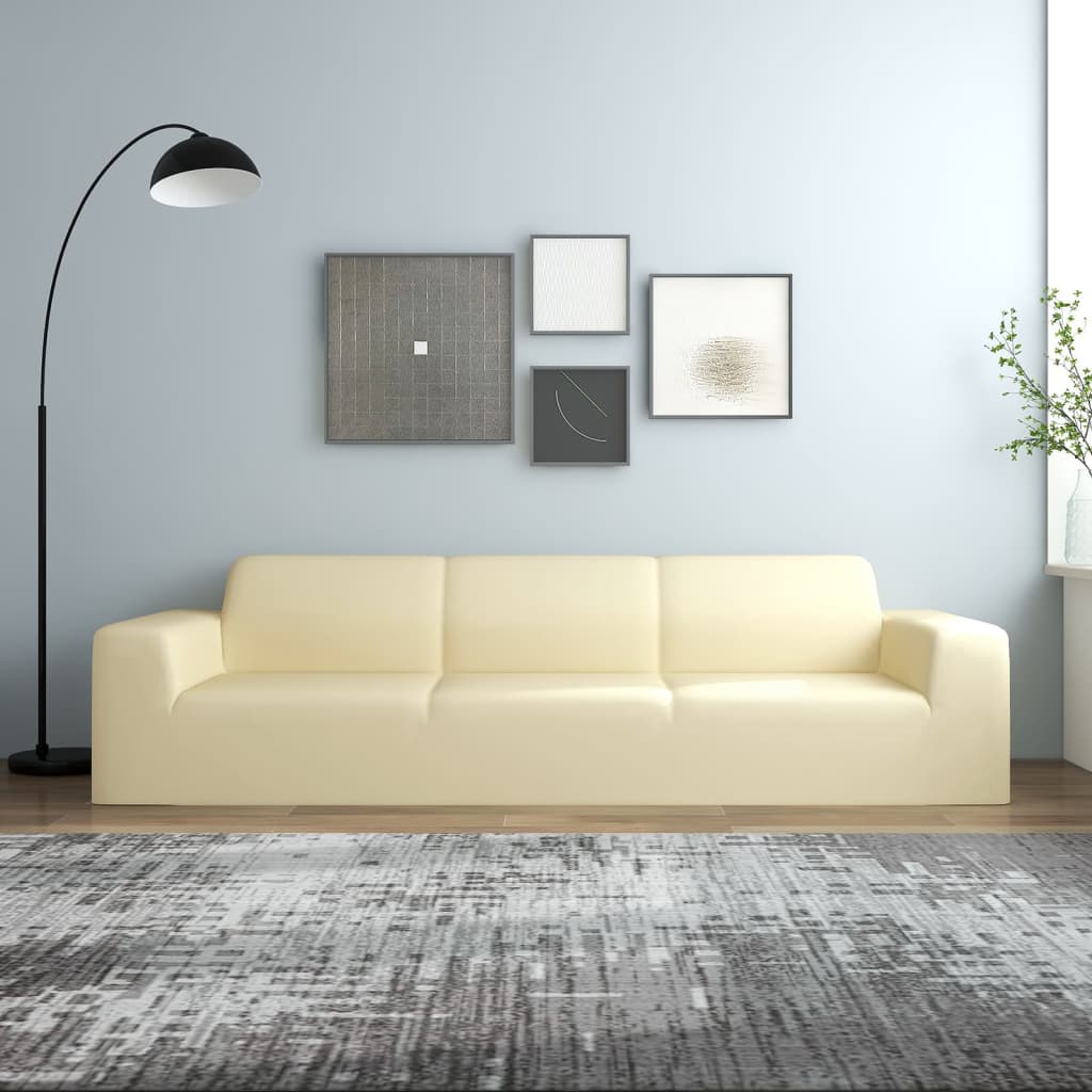 foto del prodotto fodera elasticizzata divano 4 posti in jersey poliestere crema cod mxl 47481