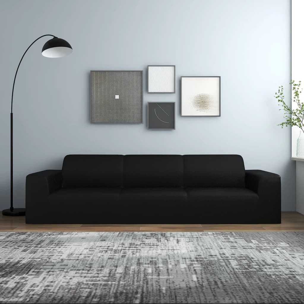 foto del prodotto fodera elasticizzata per divano 4 posti jersey poliestere nero cod mxl 46050