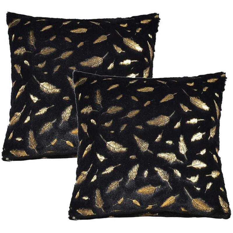 foto del prodotto fodera per cuscino in peluche con piume dorate in tinta unita e federa per cuscino fodera per cuscino in peluche con piume dorate in tinta unita e