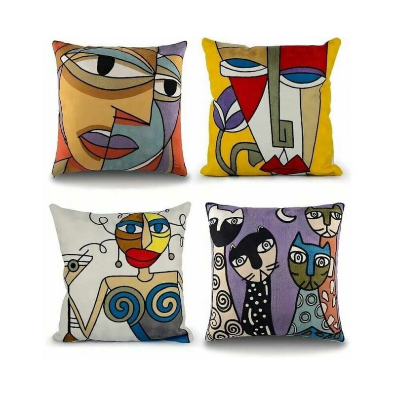foto del prodotto fodera per cuscino picasso 45x45 cm fodere per cuscini ricamate in lino di cotone decorazione del divano scandinavo soggiorno camera da letto letto