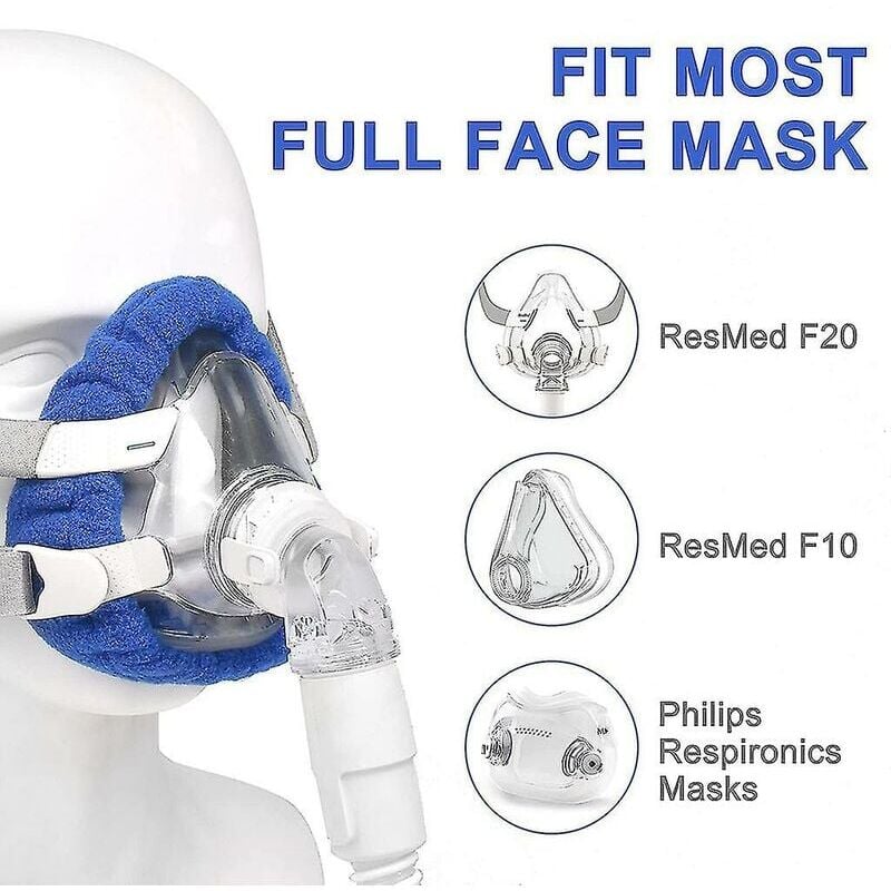 foto del prodotto fodere per maschera cpap morbide blu da 4 pezzi, coprimaschera cpap a pieno facciale, accessori per la respirazione