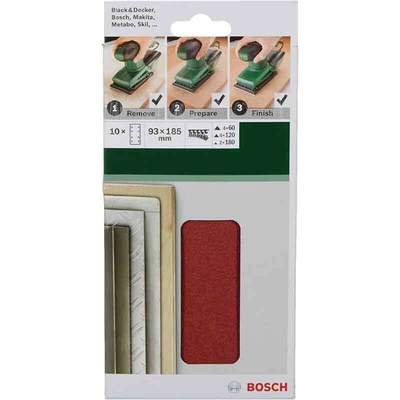 foto del prodotto fogli abrasivi per levigatrici orbitali 93x185 mm 10 pz bosch