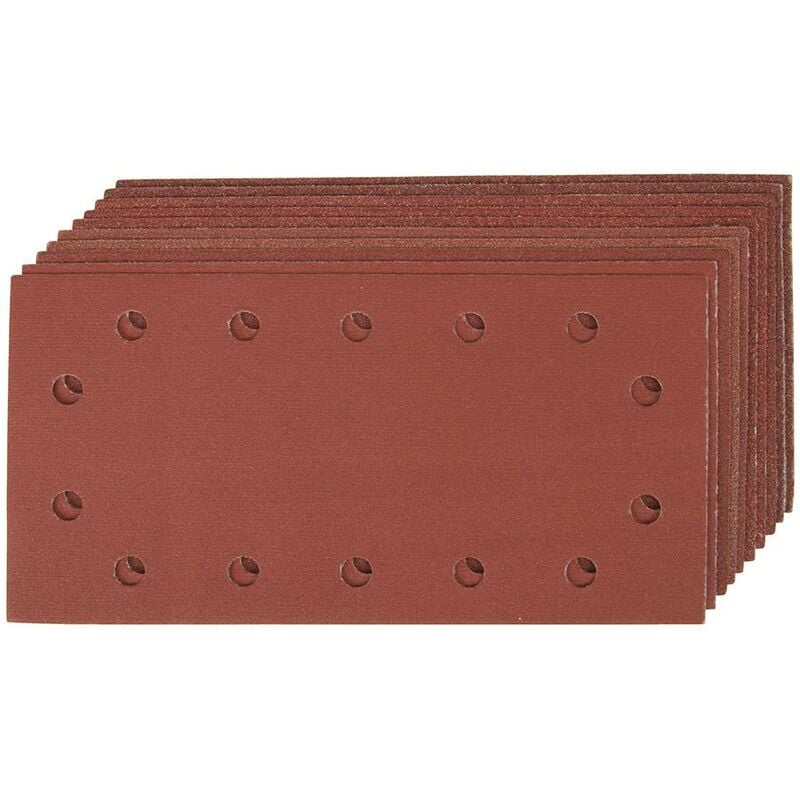foto del prodotto fogli di levigatura 1 2 a fissaggio strappo pre-forati 10 p.zi 2 x grana 60, 3 x grana 80, 120, 2 x grana 240
