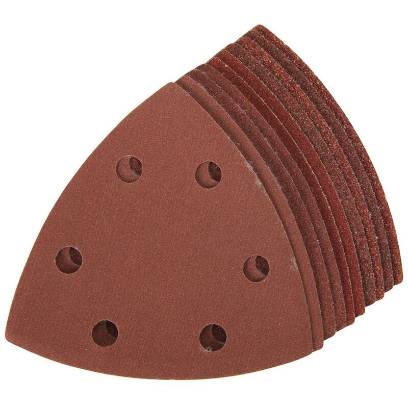 foto del prodotto fogli triangolari con fissaggio strappo 90 mm 10 p.zi 4 x grana 60, 2 x grana 80, 120, 240