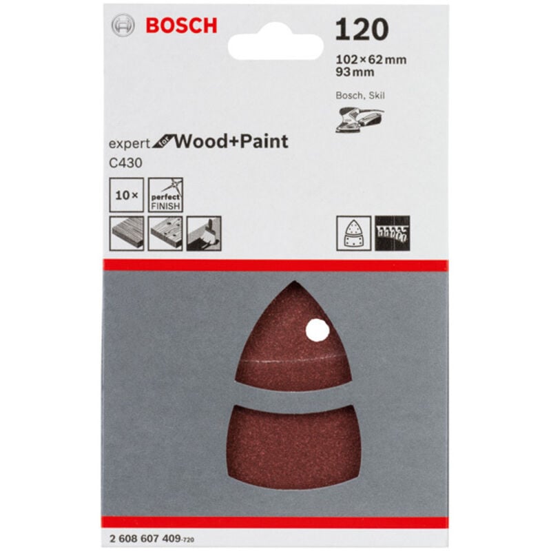 foto del prodotto foglio abrasivo c430, 10 pezzi, 102 x 62, 93 mm, 120, 11 fori