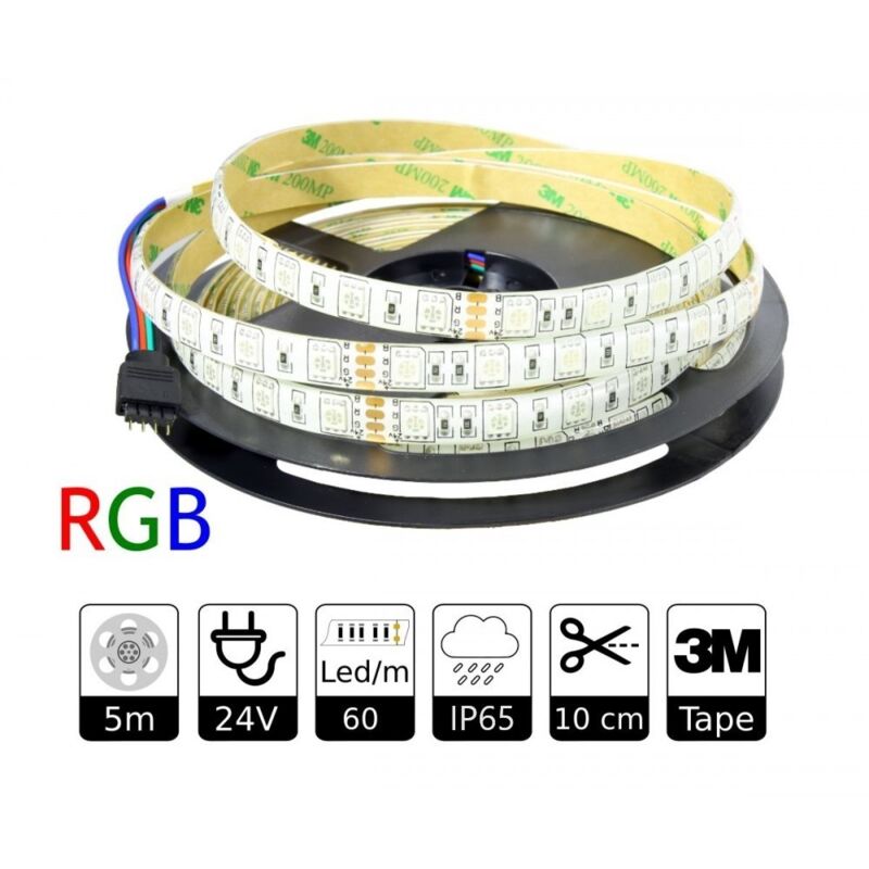 foto del prodotto foglio led 24v esterno ip65 60led m smd5050 5m led tira 24v jandei