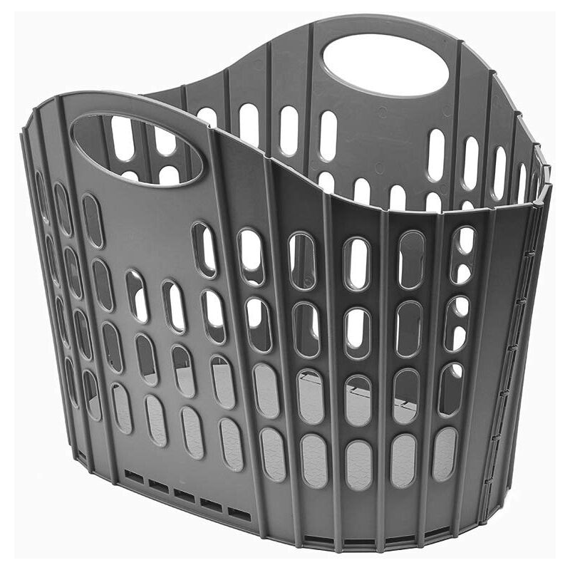 foto del prodotto fold flat laundry basket cesto portabiancheria piatto, facile da riporre, grigio scuro, 38 litre addis