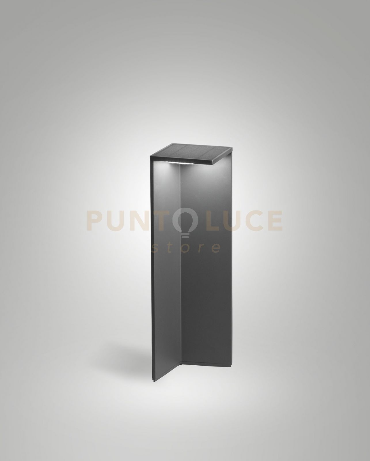 foto del prodotto fold paletto solar grigio scuro con pannello solare crepuscolare con sensore a led 2,7w 3000k 388lm