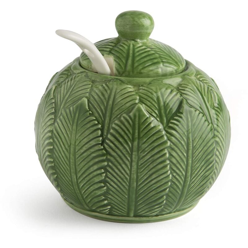 foto del prodotto foliage zuccheriera con cucchiaino, ceramica excelsa