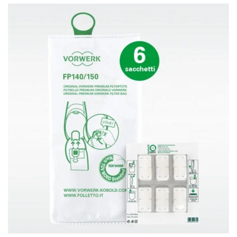 foto del prodotto folletto vk 140 150 6 sacchetti 6 profumi aspirapolvere vorwerk originali