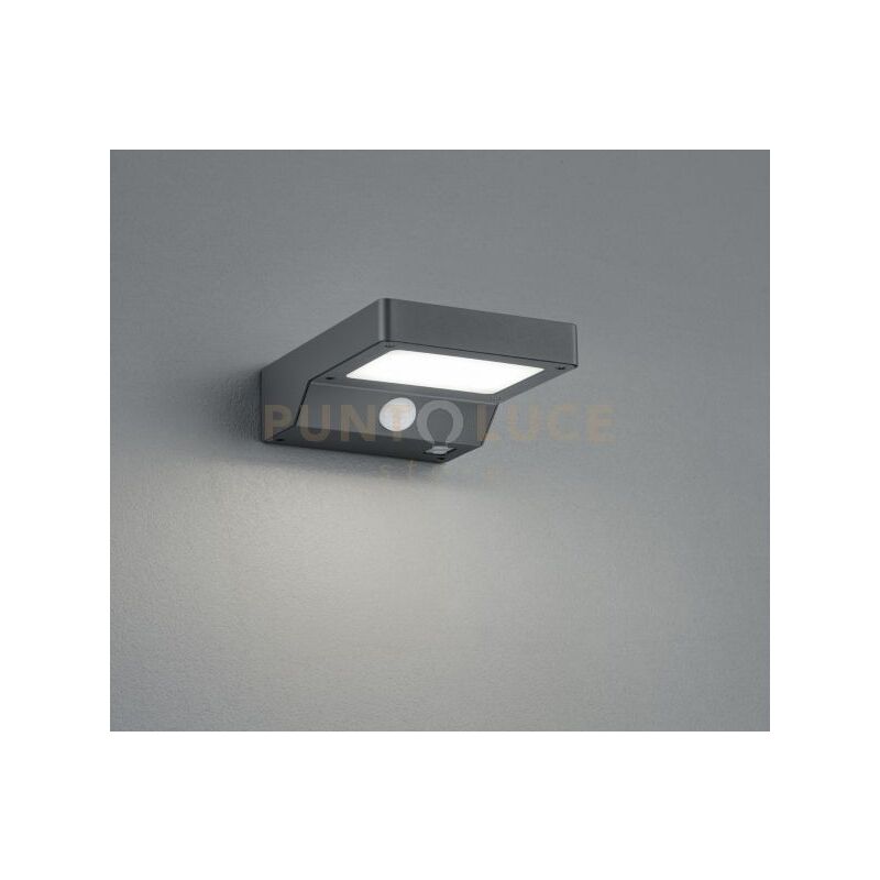 foto del prodotto fomosa applique led 4,8w 340lm, 3000k da esterno solare ricaricabile antracite con sensore di movimento ip44 p.16cm