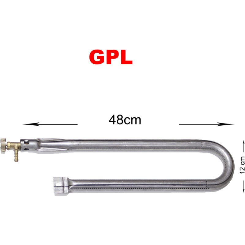 foto del prodotto fonderia bongiovanni bruciatore a gas gpl metano per barbecue pietra ollare piastra ghisa scegli la misura e il rubinetto 48x12 cm gpl