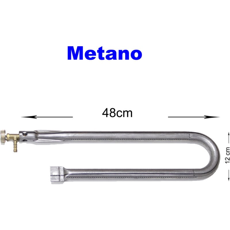 foto del prodotto fonderia bongiovanni bruciatore a gas gpl metano per barbecue pietra ollare piastra ghisa scegli la misura e il rubinetto 48x12 cm metano