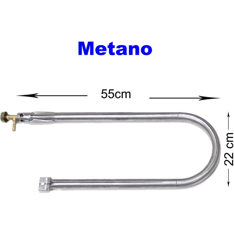 foto del prodotto fonderia bongiovanni bruciatore a gas gpl metano per barbecue pietra ollare piastra ghisa scegli la misura e il rubinetto 55x22 cm metano