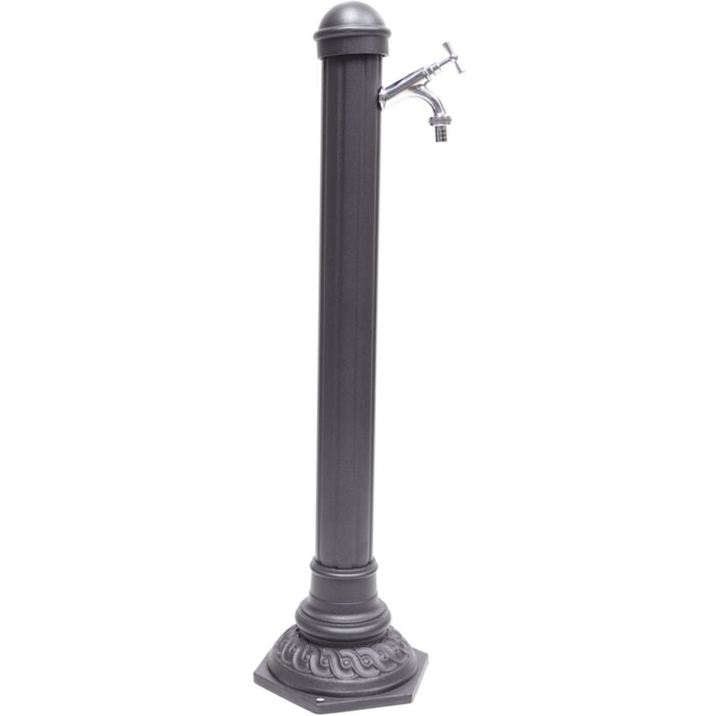foto del prodotto fonderia bongiovanni - fontana a colonna pandora per casa giardino colore grigio ghisa con rubinetto in ottone a scelta cromato
