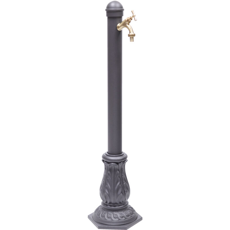 foto del prodotto fonderia bongiovanni - fontana a colonna vittoria per casa giardino colore grigio ghisa con rubinetto in ottone brunito mod.303b