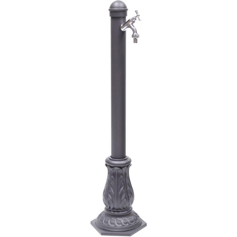 foto del prodotto fonderia bongiovanni fontana a colonna vittoria per casa giardino colore grigio ghisa con rubinetto in ottone cromato mod.303c