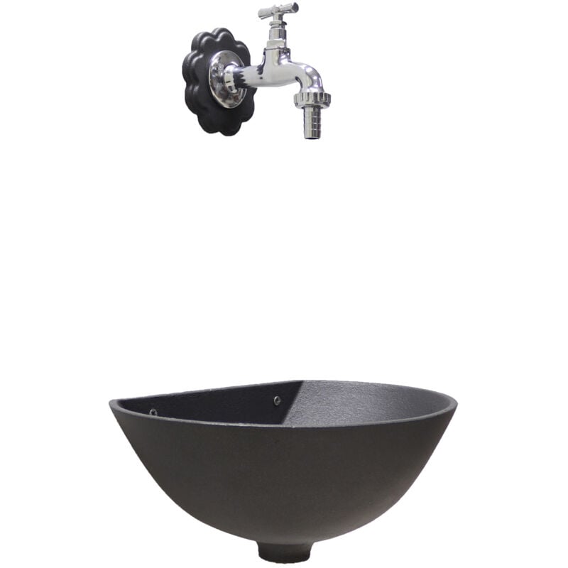 foto del prodotto fonderia bongiovanni fontana a muro 600 da giardino parete balcone esterno con rubinetto 195 c in ottone cromato e rosone fiore