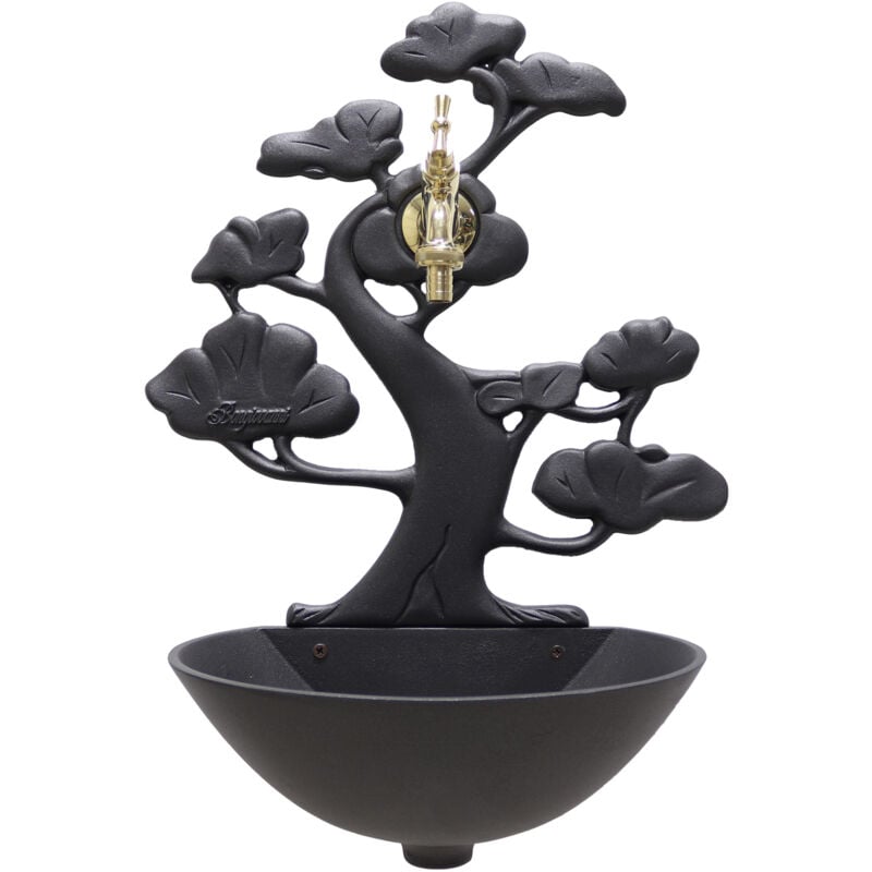 foto del prodotto fonderia bongiovanni fontana a muro azalea colore ghisa per casa e giardino con rubinetto in ottone lucido 303l
