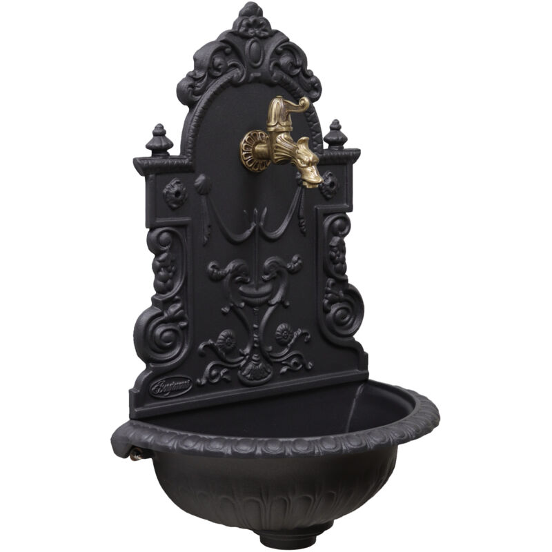 foto del prodotto fonderia bongiovanni fontana a muro granada grigio ghisa per casa giardino balcone parete con rubinetto 147 c