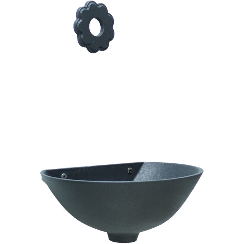 foto del prodotto fonderia bongiovanni fontana a muro modello 600 a parete grigio ghisa casa giardino balcone con rosone margherita