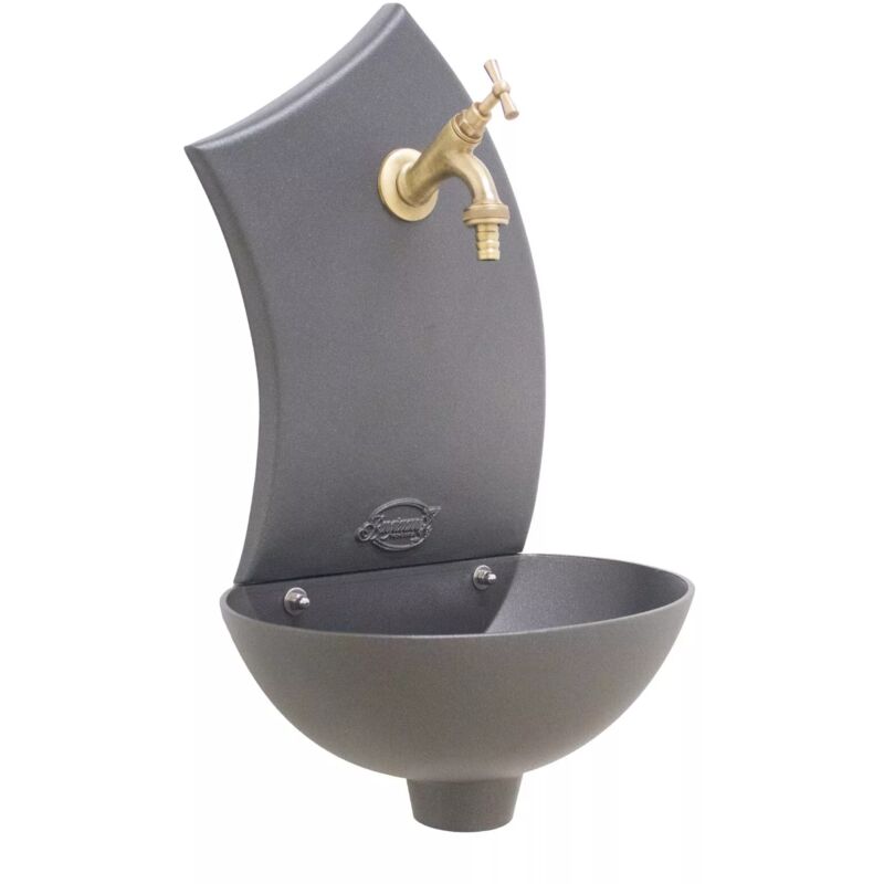 foto del prodotto fonderia bongiovanni fontana a muro pinta per casa giardino esterno parete balcone con rubinetto a scelta con rubinetto ottone brunito