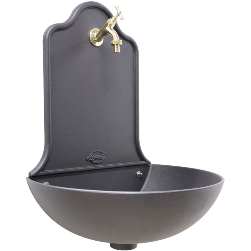 foto del prodotto fonderia bongiovanni - fontana a muro valencia per casa giardino esterno parete balcone con rubinetto in ottone finitura a scelta lucido