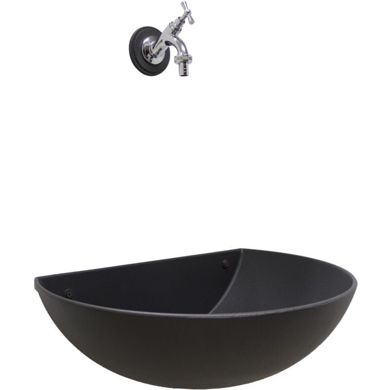 foto del prodotto fonderia bongiovanni fontana a muro venezia colore ghisa per casa e giardino con rubinetto in ottone cromato 303c