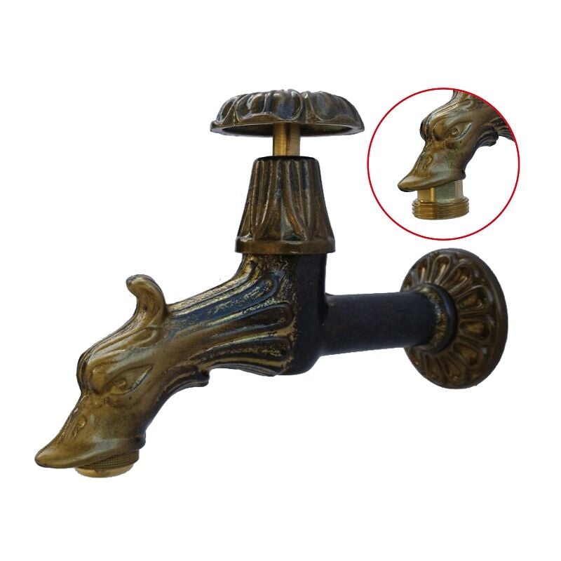 foto del prodotto fonderia bongiovanni rubinetto modello 119 in ottone con attacco per gomma per fontana da giardino casa 1 2 