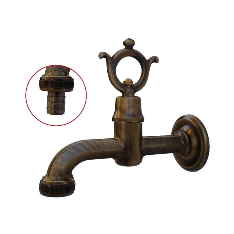 foto del prodotto fonderia bongiovanni rubinetto modello 264 in ottone con attacco per gomma per fontana da giardino casa 1 2 