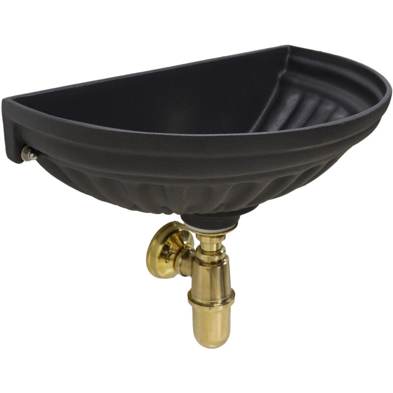 foto del prodotto fonderia bongiovanni - vasca a muro mod.versilia per casa giardino con sifone e piletta in ottone finitura a scelta lucido