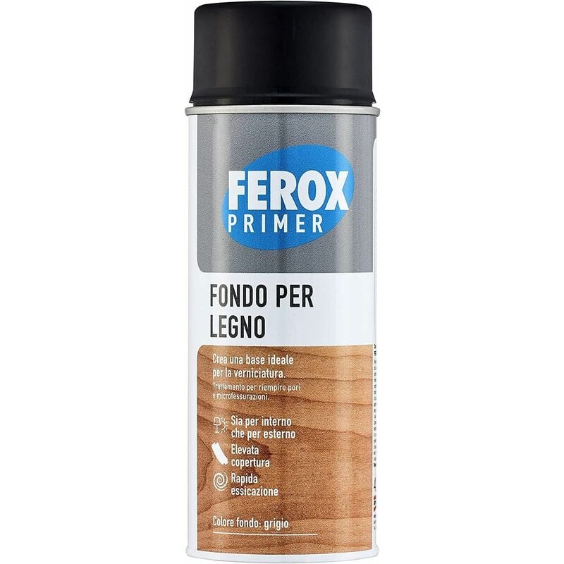 foto del prodotto fondo primer ferox spray per legno arexons uso esterno e interno 400 ml grigio