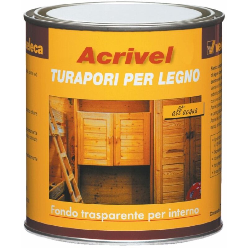 foto del prodotto fondo turapori trasparente a base acqua acrivel veleca 250 ml veleca