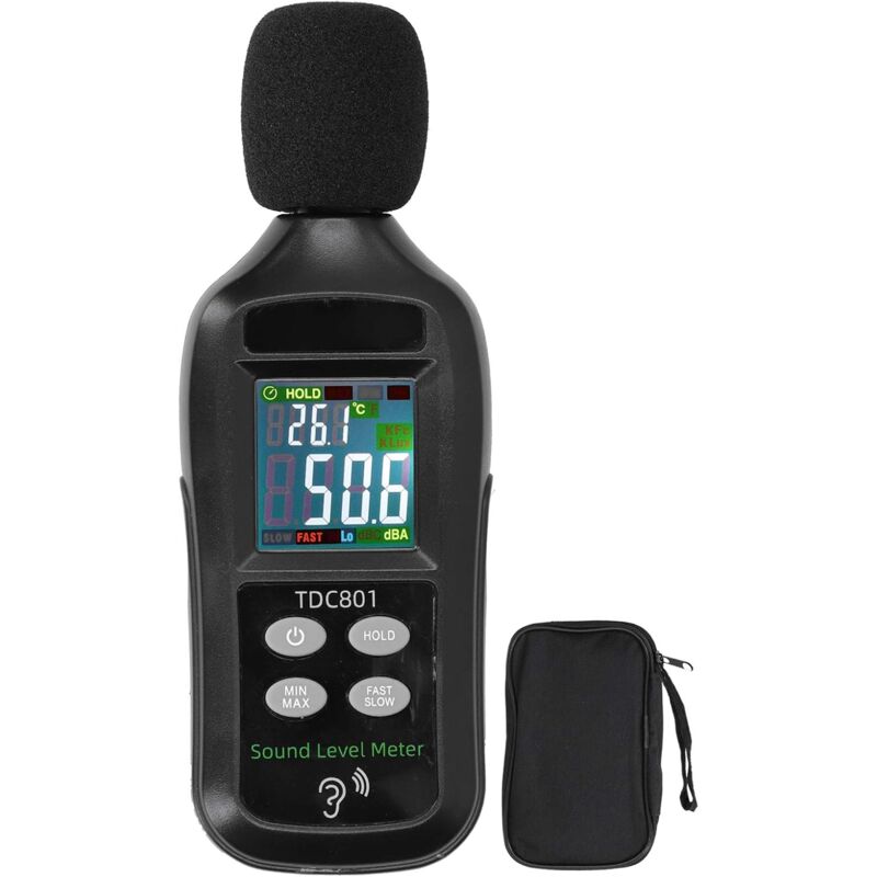 foto del prodotto fonometro, tdc801 fonometro digitale portatile 35db 135db decibel meter display lcd monitor fonometro digitale