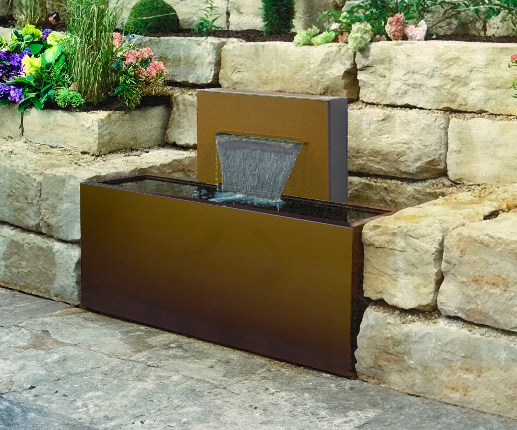 foto del prodotto fontana a cascata da giardino 100x45xh90 cm in metallo con pompa corten