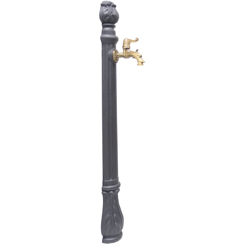 foto del prodotto fontana a colonna osiride per casa giardino colore grigio ghisa con rubinetto in ottone a scelta brunito mod.147 c