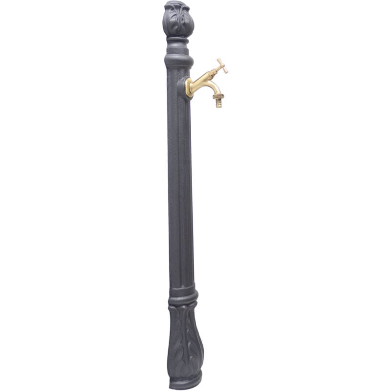 foto del prodotto fontana a colonna osiride per casa giardino colore grigio ghisa con rubinetto in ottone a scelta brunito mod.303b
