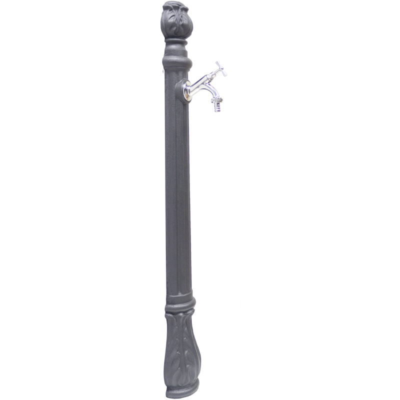foto del prodotto fontana a colonna osiride per casa giardino colore grigio ghisa con rubinetto in ottone a scelta cromato mod.303c
