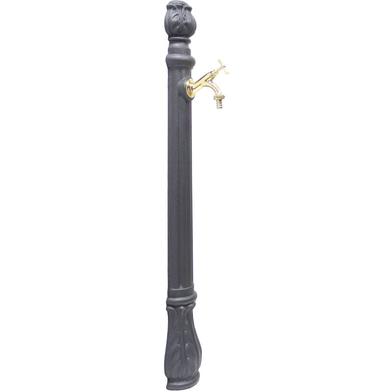 foto del prodotto fontana a colonna osiride per casa giardino colore grigio ghisa con rubinetto in ottone a scelta lucido mod.303l