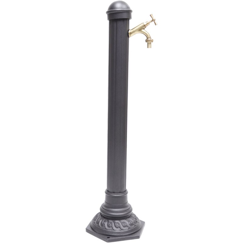 foto del prodotto fontana a colonna pandora per casa giardino colore grigio ghisa con rubinetto in ottone a scelta brunito