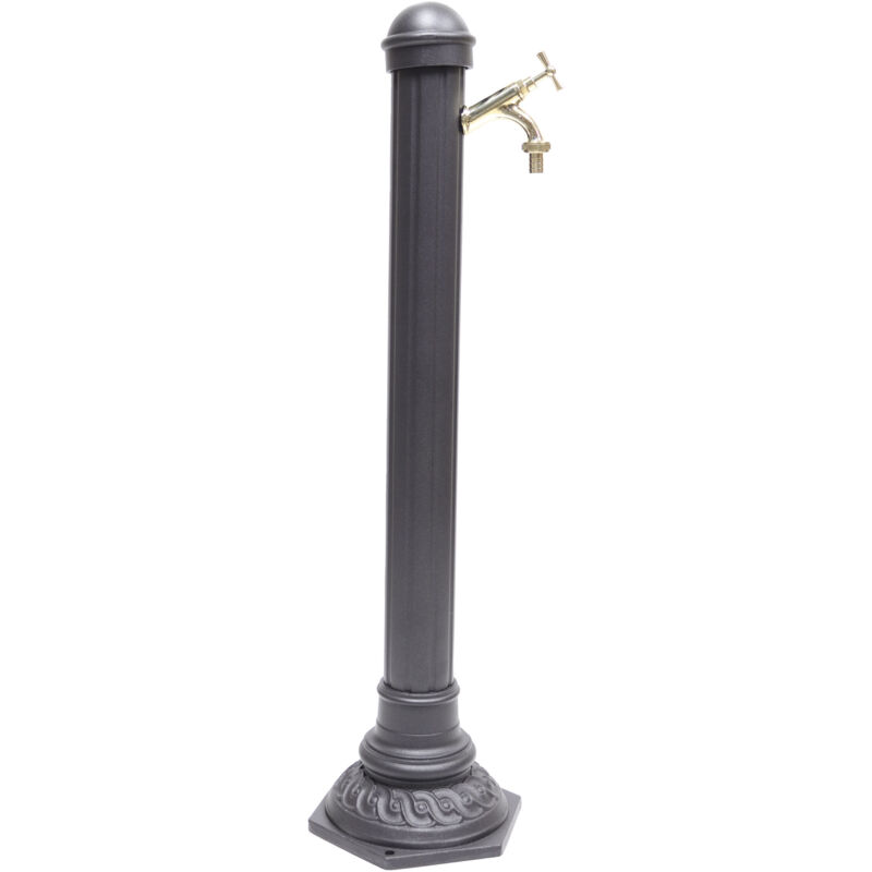 foto del prodotto fontana a colonna pandora per casa giardino colore grigio ghisa con rubinetto in ottone a scelta lucido