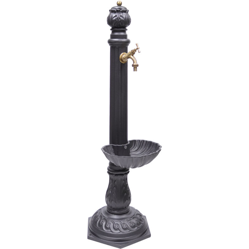 foto del prodotto fontana a colonna venere per casa giardino colore grigio ghisa con vasca con o senza rubinetto in ottone a scelta rubinetto 303 b
