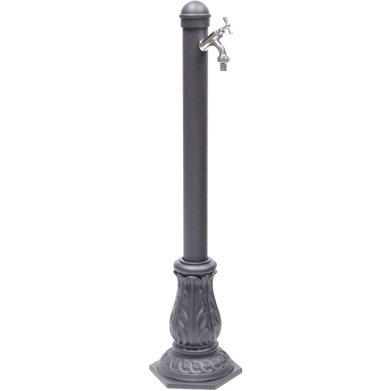 foto del prodotto fontana a colonna vittoria per casa giardino colore grigio ghisa con rubinetto in ottone cromato mod.303c