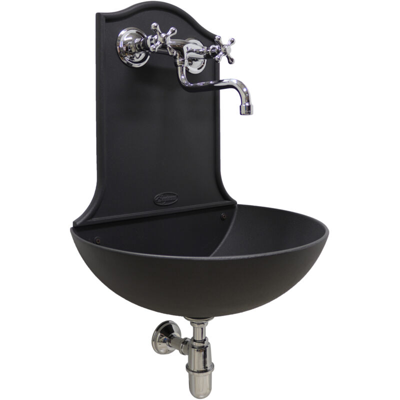 foto del prodotto fontana a muro gran canaria per casa giardino esterno parete balcone con rubinetto 404c micelatore lavello in ottone cromato e sifone