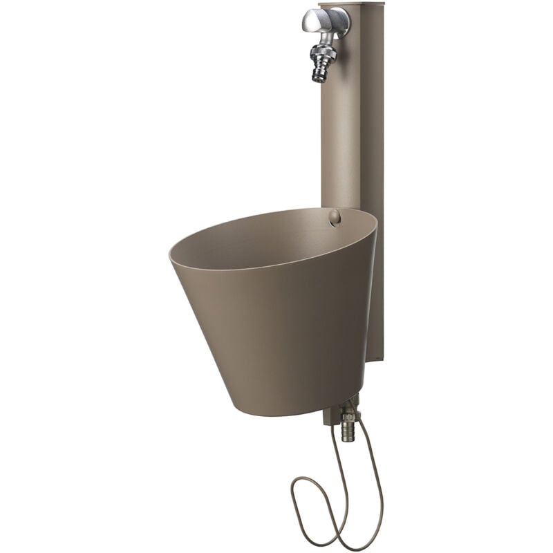 foto del prodotto fontana a parete da giardino con doppio rubinetto 49x23x26,6 cm belfer 42 prs tortora