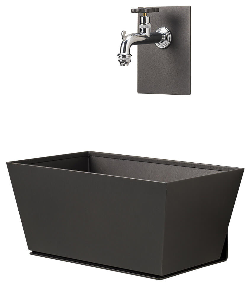 foto del prodotto fontana a parete da giardino con rubinetto e vasca belfer 42/prq antracite