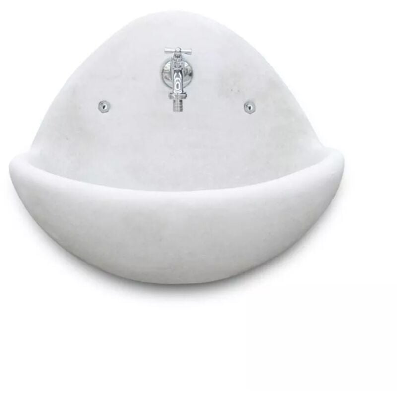 foto del prodotto fontana bacinella da muro fradusta anticata colore bianco 54x25x56 cm